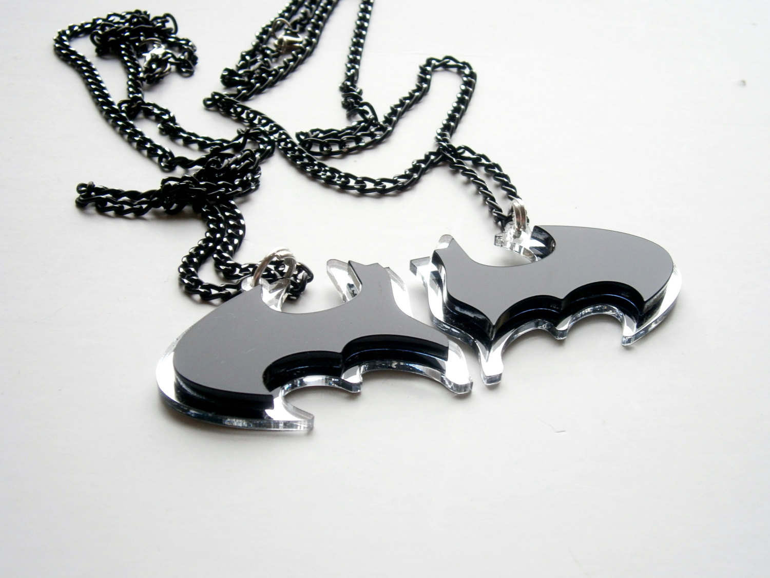 Batman Best Friends Black Heart Necklaces lasercut form black ...