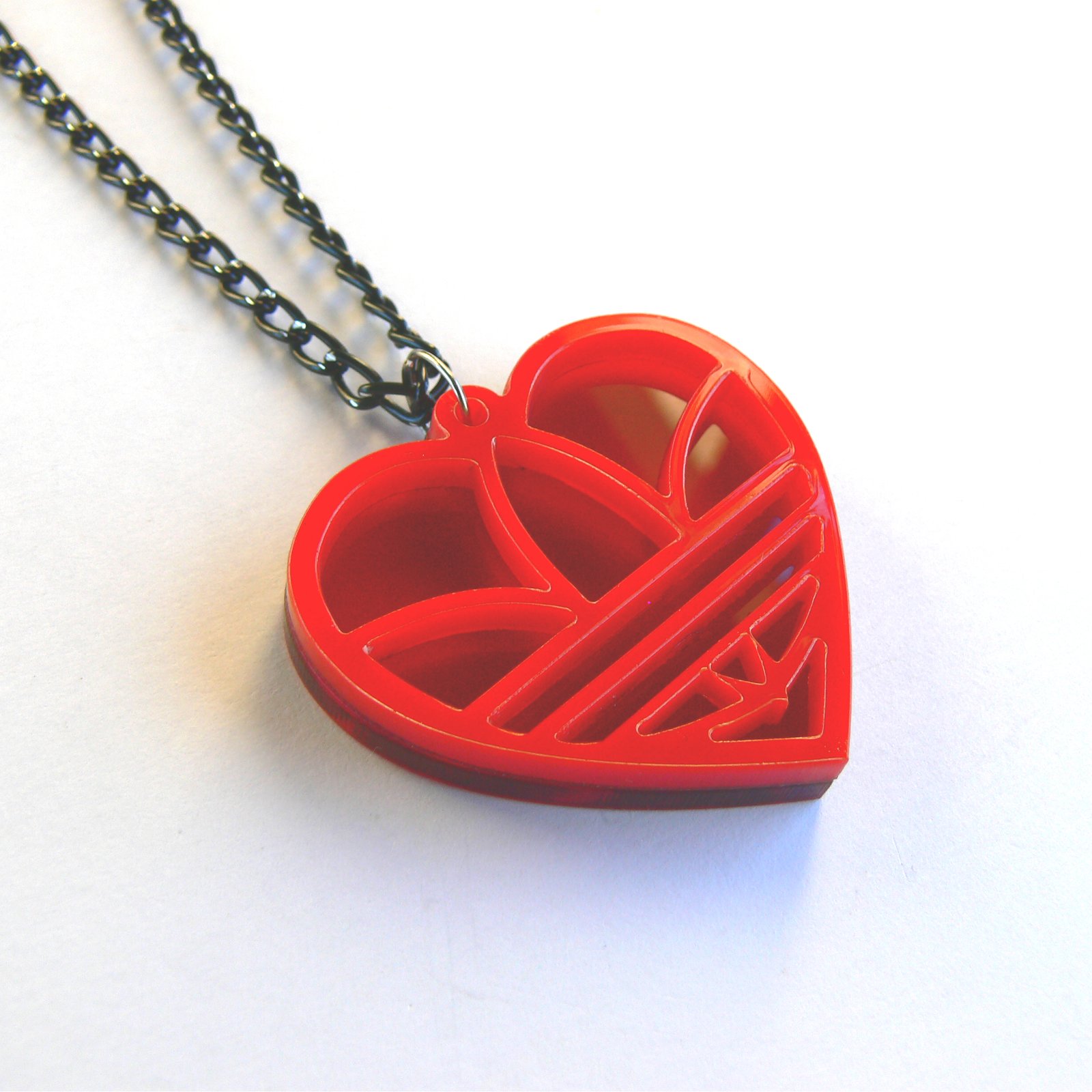 Adidas heart necklace Laser cut red acrylic 2 Laser Cut